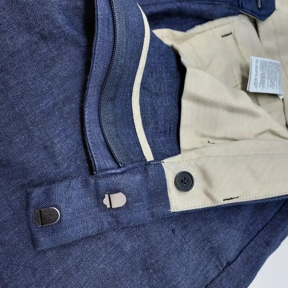 Banana Republic Men's Shorts 100% Linen Flax Navy Blue 9